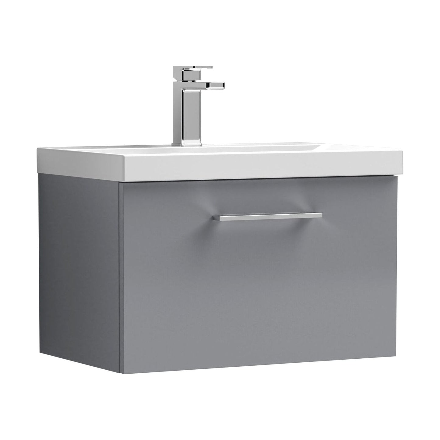 [BFLE2222A] Bramshall Wall Hung 1 Drawer Vanity Unit with Mid-Edge Ceramic Basin - Choice of Colour, Handle Finish and Size - Cutout