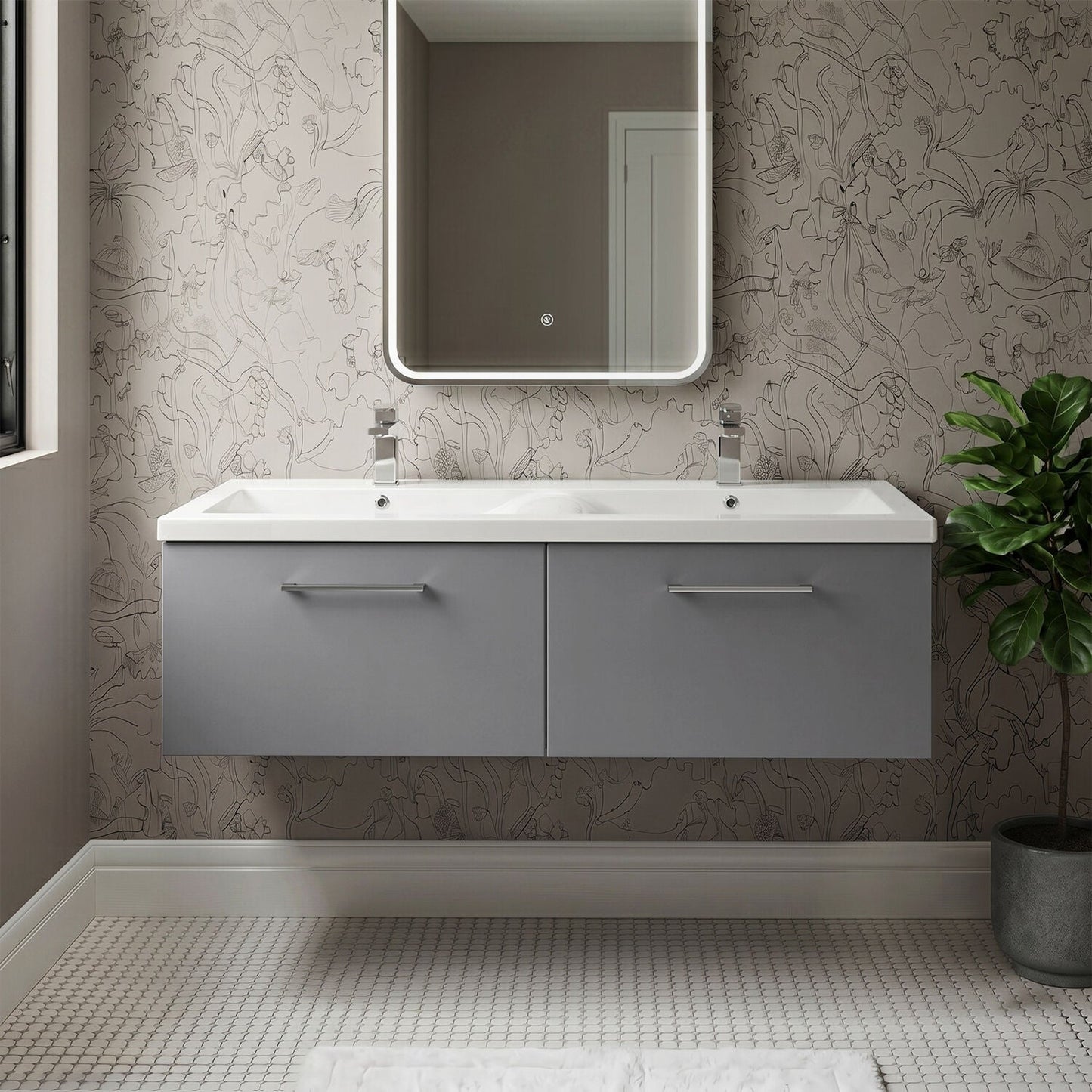 [BFLE2222F2] Bramshall Wall Hung 2 Drawer Vanity Basin Unit - 1200mm - Choice of Colour and Basin Type - Silo