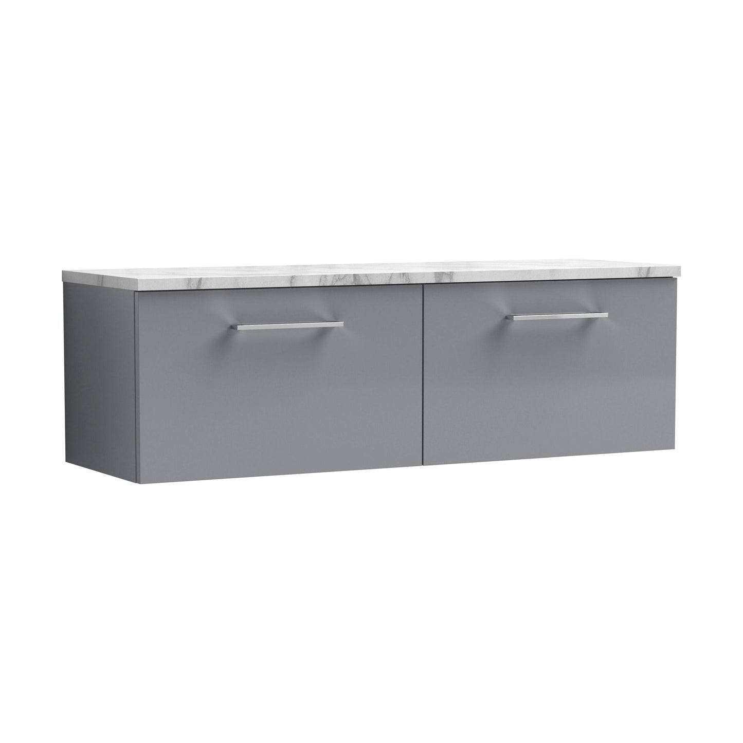 [BFLE2222LCM2] Balterley Level 1200mm Wall Hung 2 Drawer Vanity Unit & Laminate Worktop for Spacious Contemporary Bathroom Storage - Satin Grey - Cutout