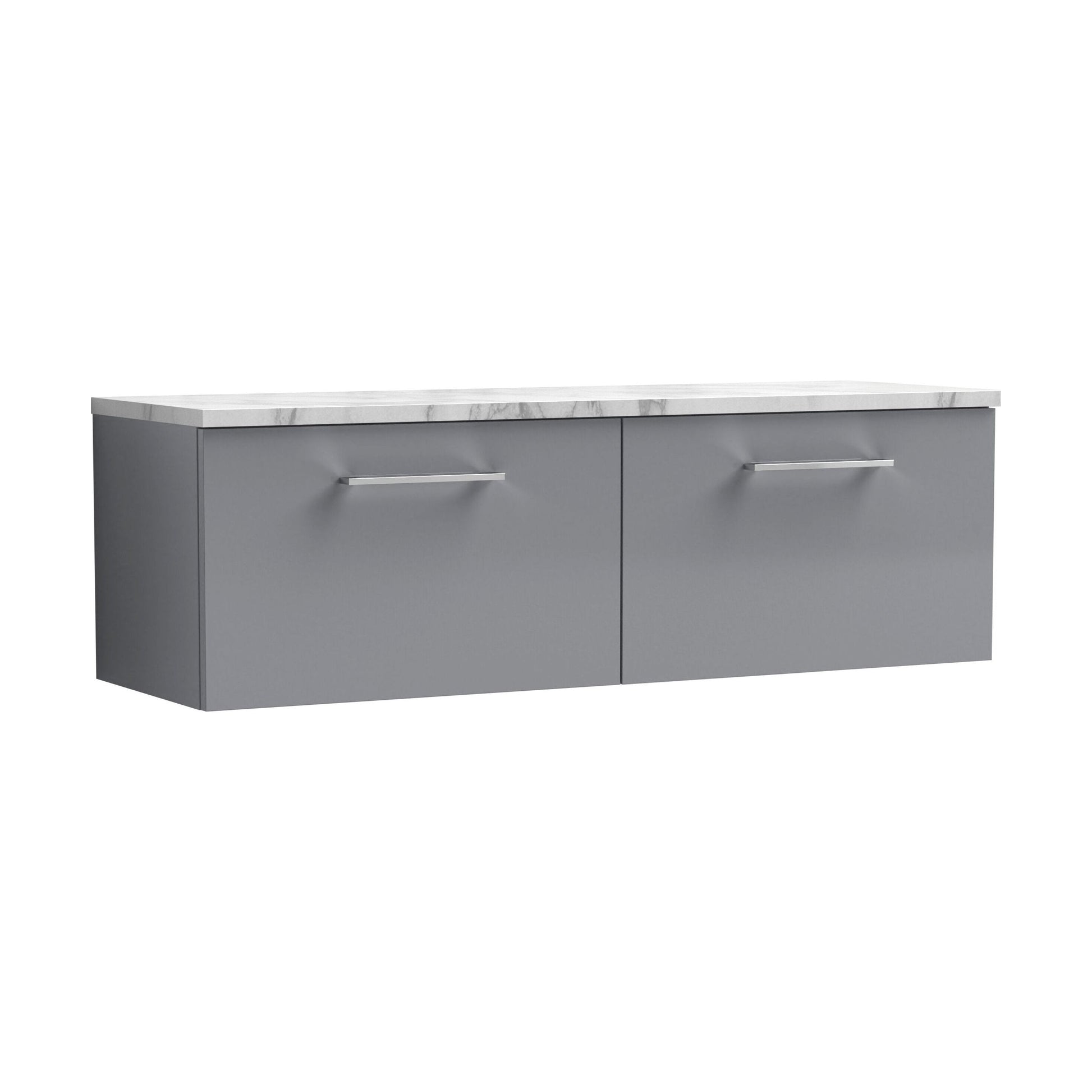 [BFLE2222LCM2] Balterley Level 1200mm Wall Hung 2 Drawer Vanity Unit & Laminate Worktop for Spacious Contemporary Bathroom Storage - Satin Grey - Cutout