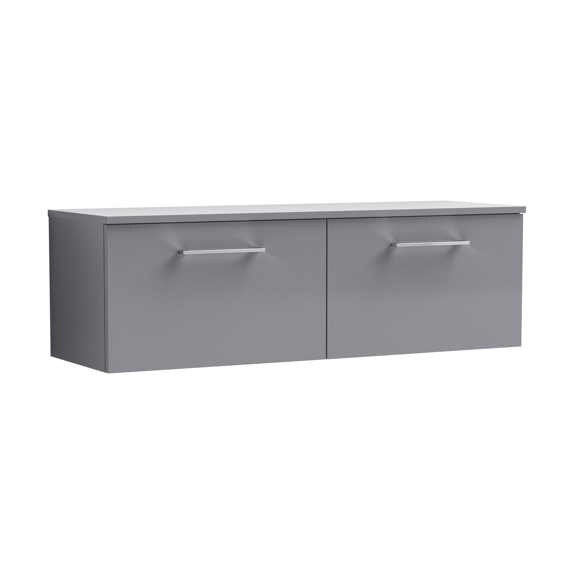 [BFLE2222W2] Balterley Level 1200mm Wall Hung 2 Drawer Vanity Unit with Worktop Stylish Storage Solution - Satin Grey - Cutout