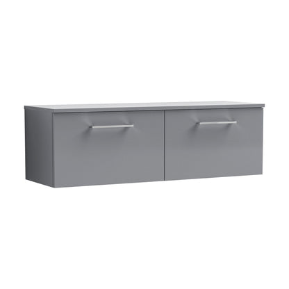 [BFLE2222W2] Balterley Level 1200mm Wall Hung 2 Drawer Vanity Unit with Worktop Stylish Storage Solution - Satin Grey - Cutout