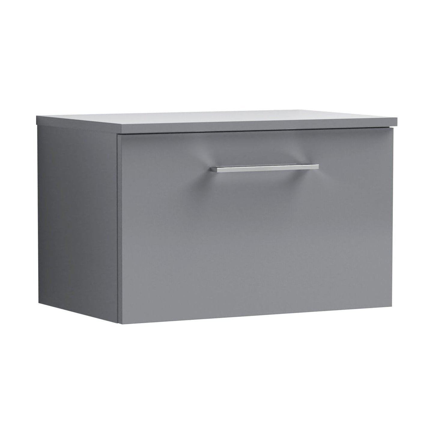 [BFLE2222W] Balterley Level 600mm Wall Hung 1 Drawer Vanity Unit with Worktop Modern Compact Bathroom Storage - Satin Grey - Cutout