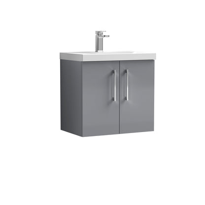 [BFLE2223A] Bramshall Contemporary 2 Door Wall Hung Vanity Basin Unit with Mid-Edge Basin, Choice of Size and Colour - Cutout