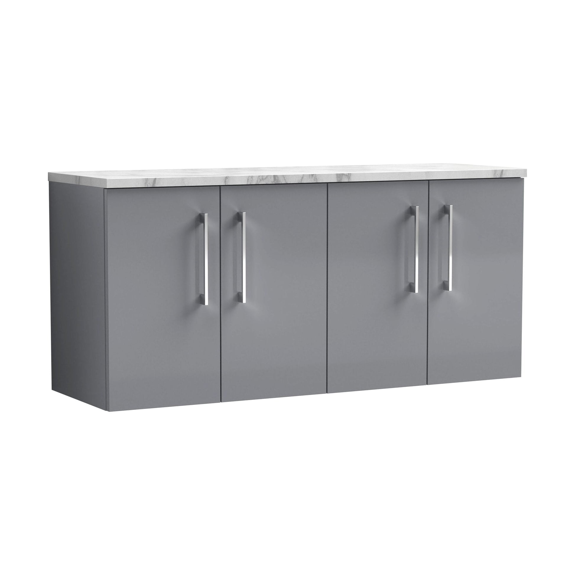 [BFLE2223LCM2] Balterley Level 1200mm Wall Hung 4 Drawer Vanity Unit & Laminate Worktop Spacious Contemporary Bathroom Storage - Satin Grey - Cutout