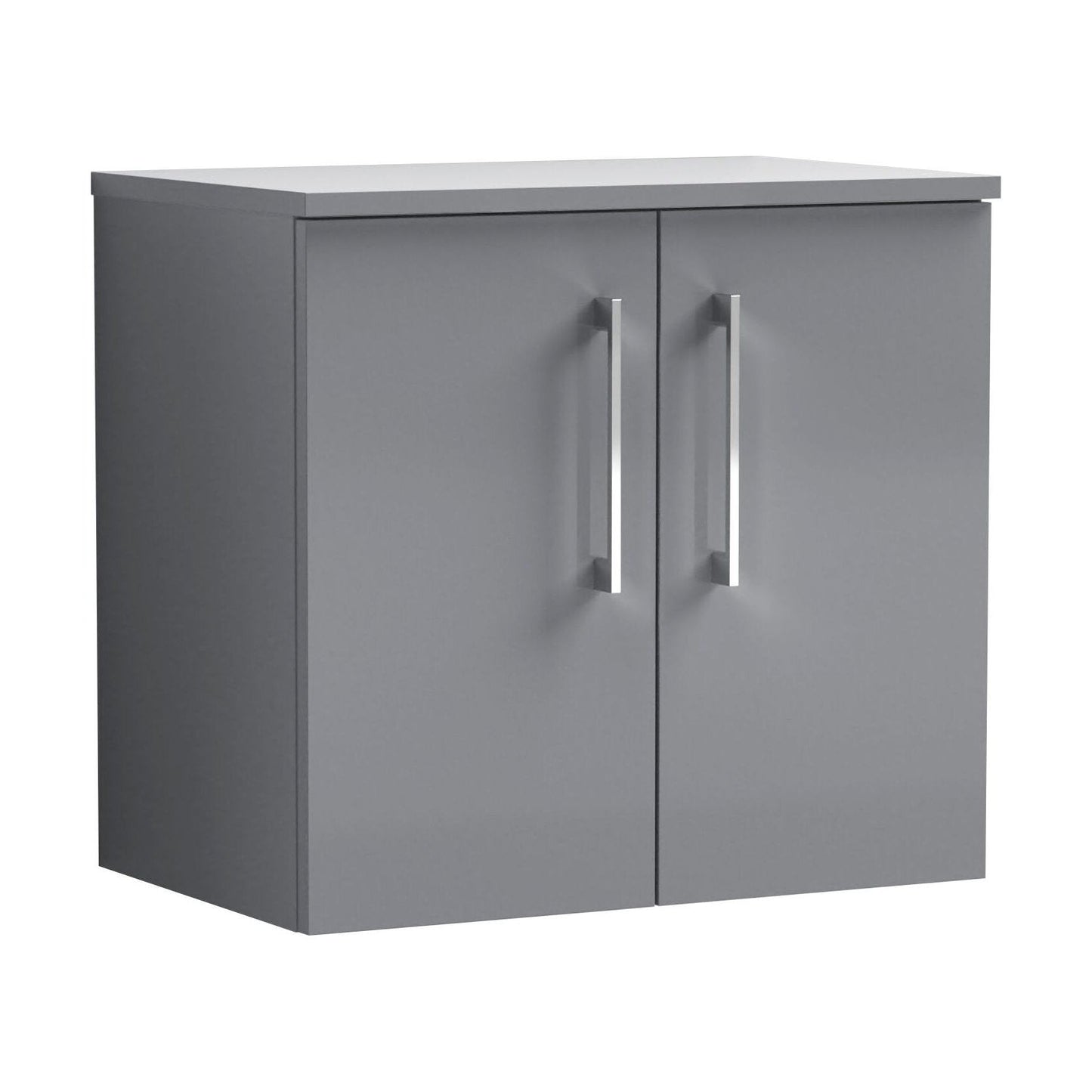 [BFLE2223W] Balterley Level Modern Bathroom 600mm Wall Hung 2-Door Vanity Unit with Laminate Worktop, Soft Close Doors, Satin Grey - Cutout