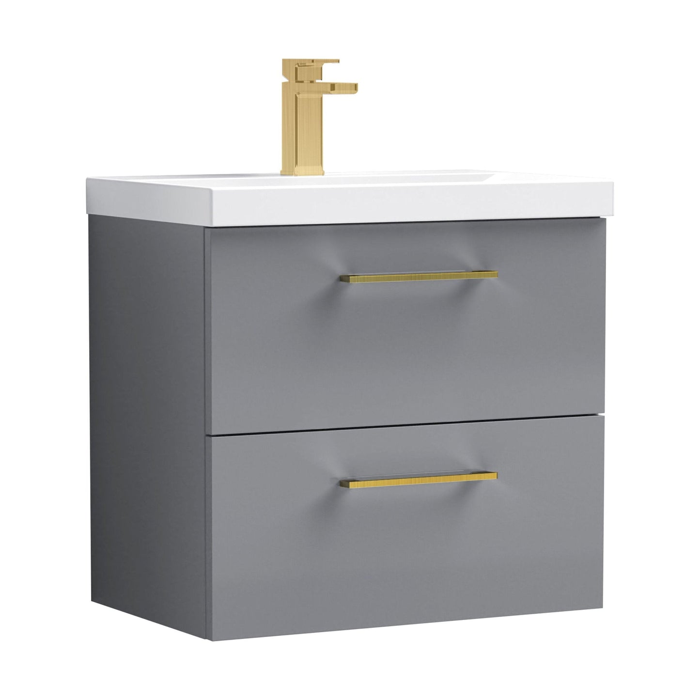 [BFLE2224AH017] Bramshall Wall Hung 2 Drawer Vanity Unit with Mid-Edge Ceramic Basin - Choice of Colour, Handle Finish and Size - Cutout