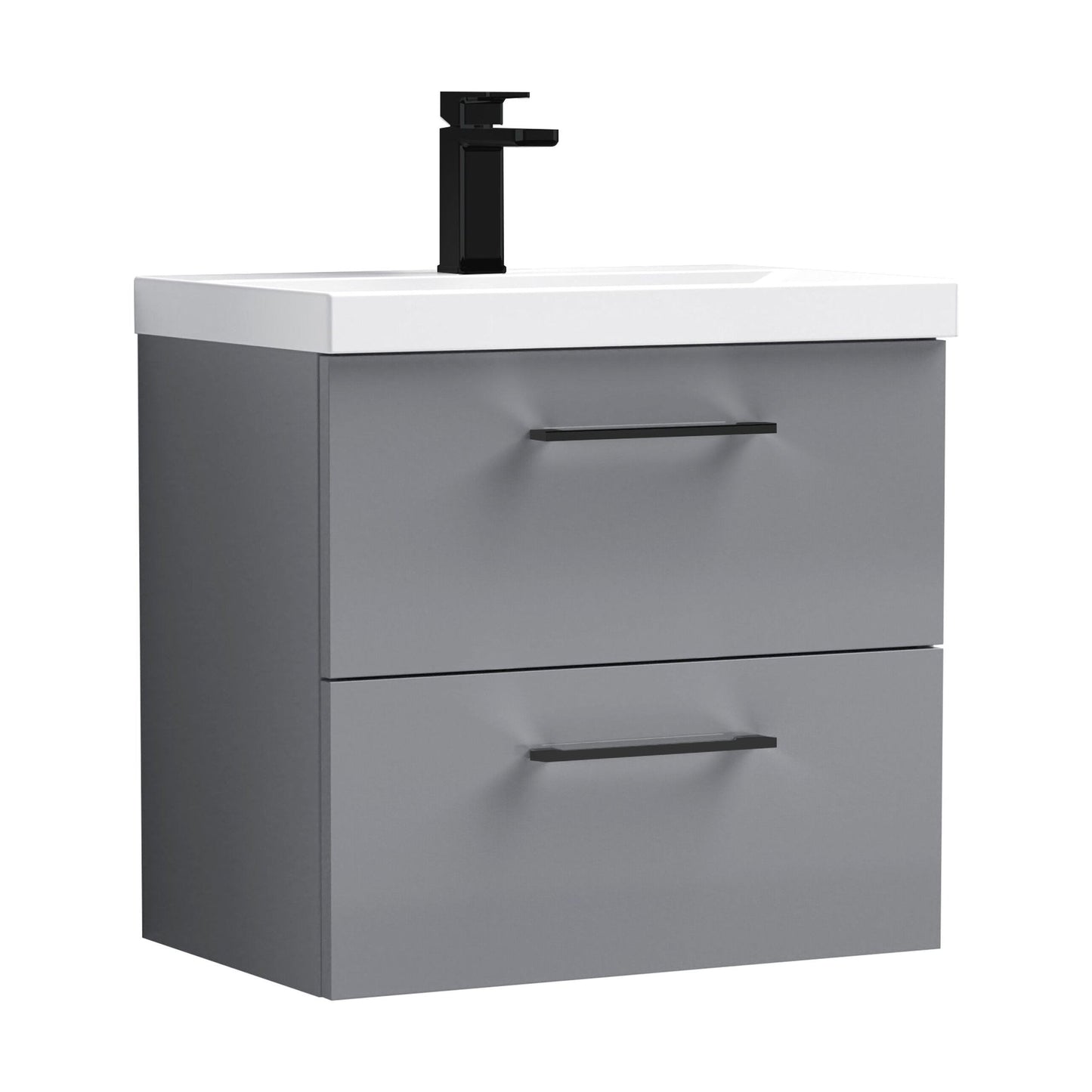 [BFLE2224AH018] Bramshall Wall Hung 2 Drawer Vanity Unit with Mid-Edge Ceramic Basin - Choice of Colour, Handle Finish and Size - Cutout