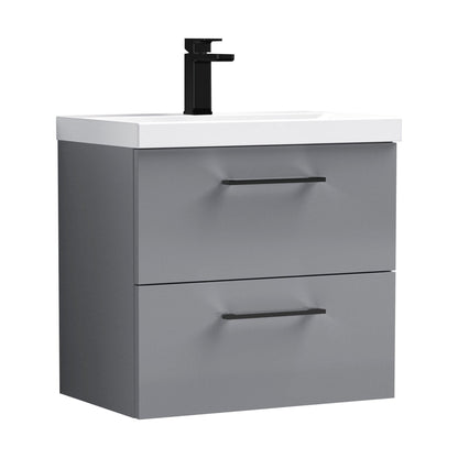 [BFLE2224AH018] Bramshall Wall Hung 2 Drawer Vanity Unit with Mid-Edge Ceramic Basin - Choice of Colour, Handle Finish and Size - Cutout