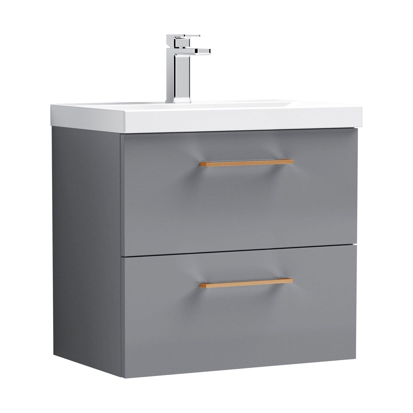 [BFLE2224AH019] Bramshall Wall Hung 2 Drawer Vanity Unit with Mid-Edge Ceramic Basin - Choice of Colour, Handle Finish and Size - Cutout