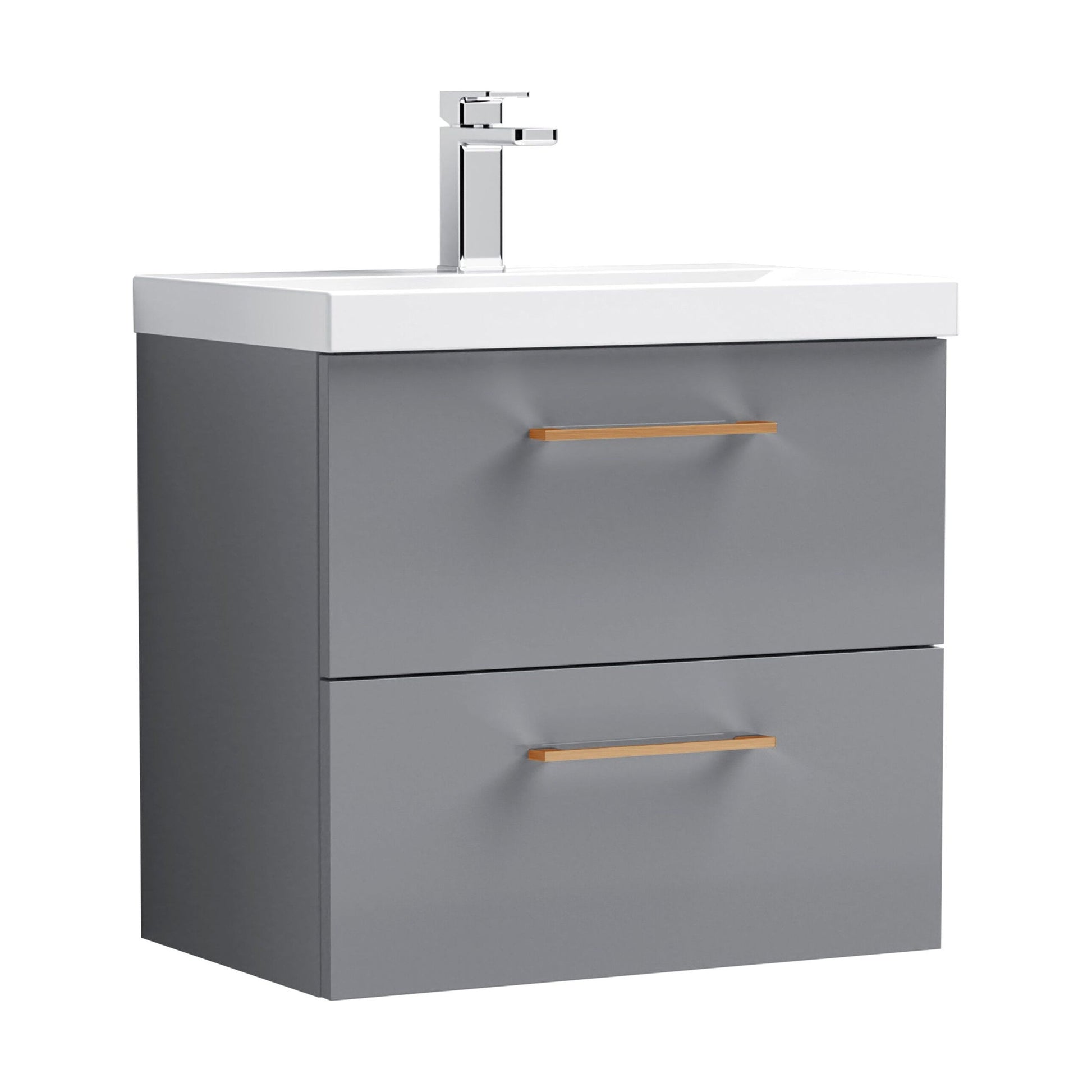 [BFLE2224AH019] Bramshall Wall Hung 2 Drawer Vanity Unit with Mid-Edge Ceramic Basin - Choice of Colour, Handle Finish and Size - Cutout