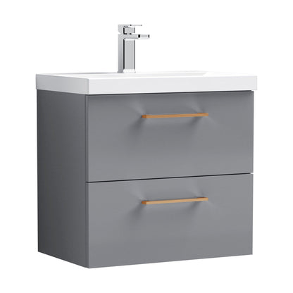 [BFLE2224AH019] Bramshall Wall Hung 2 Drawer Vanity Unit with Mid-Edge Ceramic Basin - Choice of Colour, Handle Finish and Size - Cutout
