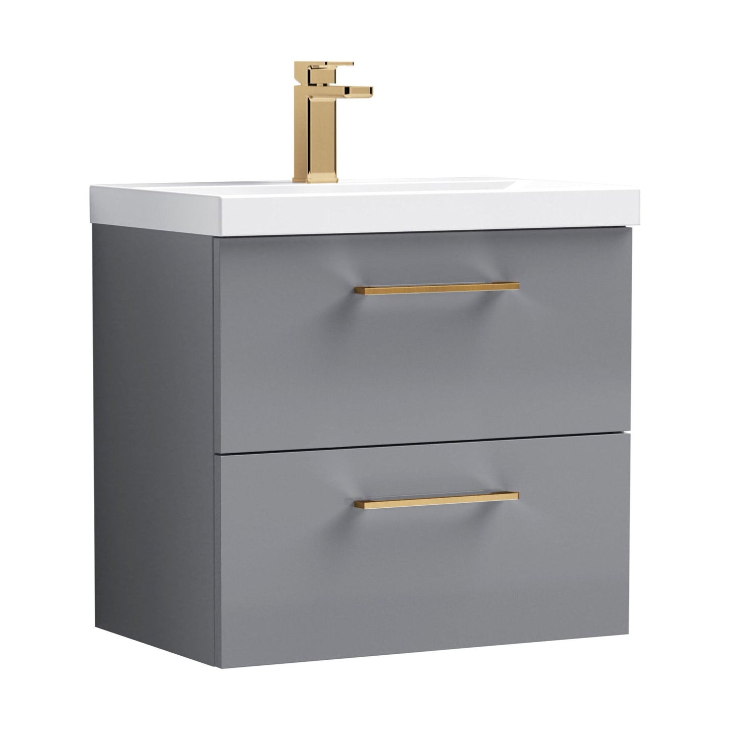 [BFLE2224AH716] Bramshall Wall Hung 2 Drawer Vanity Unit with Mid-Edge Ceramic Basin - Choice of Colour, Handle Finish and Size - Cutout