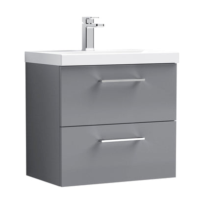 [BFLE2224A] Bramshall Wall Hung 2 Drawer Vanity Unit with Mid-Edge Ceramic Basin - Choice of Colour, Handle Finish and Size - Cutout