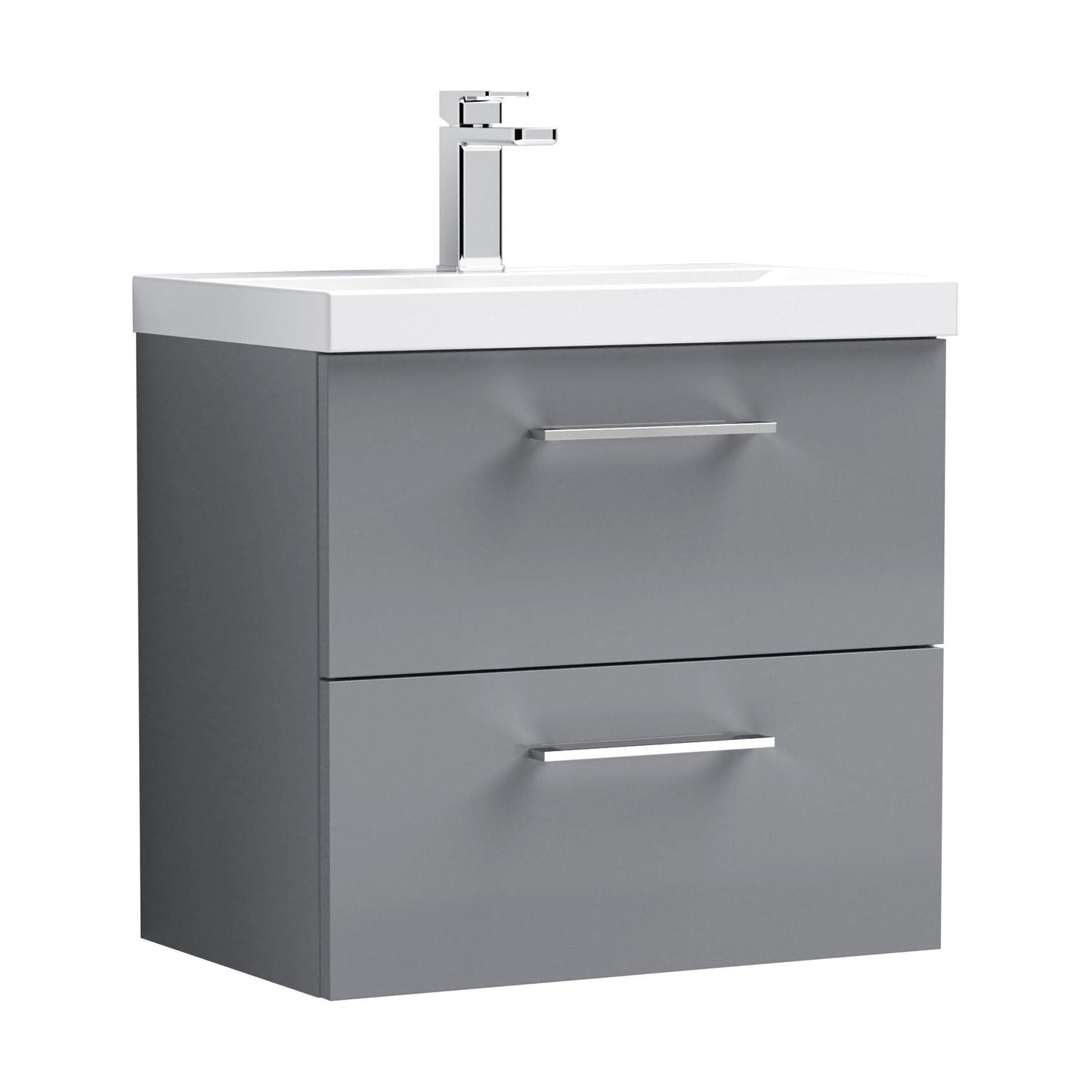[BFLE2224A] Bramshall Wall Hung 2 Drawer Vanity Unit with Mid-Edge Ceramic Basin - Choice of Colour, Handle Finish and Size - Cutout