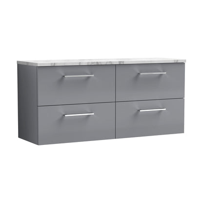 [BFLE2224LCM2] Balterley Level 1200mm Wall Hung 4 Drawer Vanity Unit & Laminate Worktop for Spacious Contemporary Bathroom Storage - Satin Grey - Cutout
