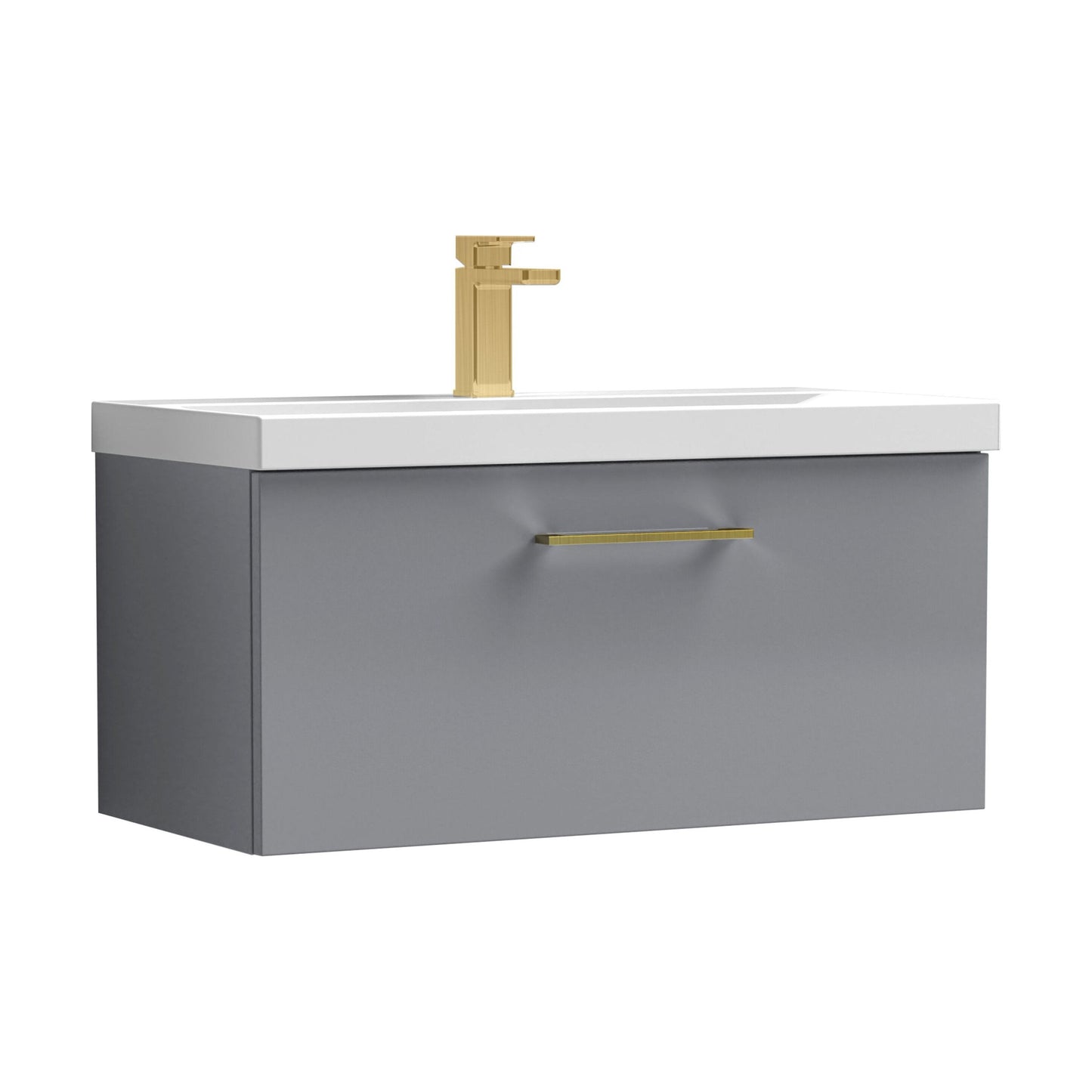 [BFLE2225AH017] Bramshall Wall Hung 1 Drawer Vanity Unit with Mid-Edge Ceramic Basin - Choice of Colour, Handle Finish and Size - Cutout