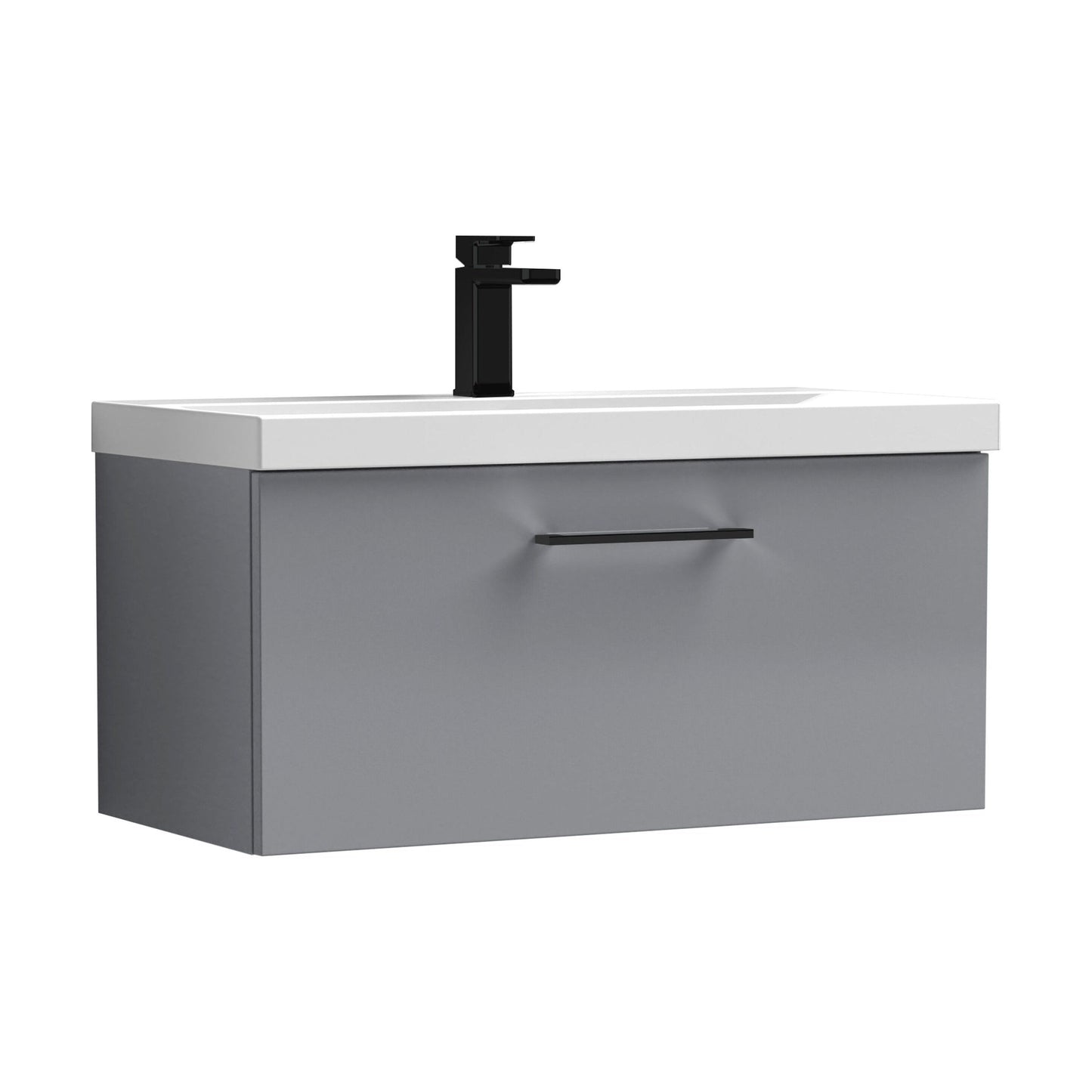 [BFLE2225AH018] Bramshall Wall Hung 1 Drawer Vanity Unit with Mid-Edge Ceramic Basin - Choice of Colour, Handle Finish and Size - Cutout