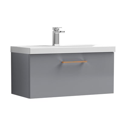 [BFLE2225AH019] Bramshall Wall Hung 1 Drawer Vanity Unit with Mid-Edge Ceramic Basin - Choice of Colour, Handle Finish and Size - Cutout