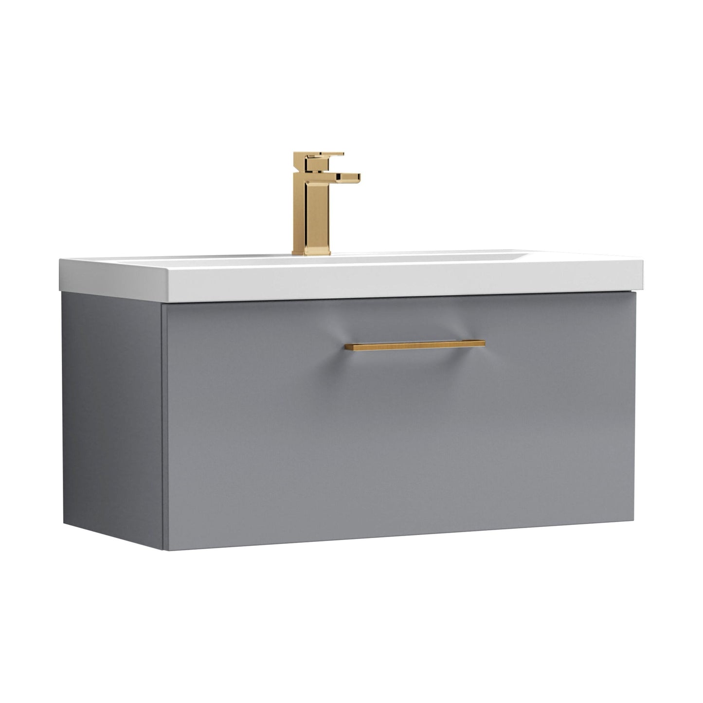[BFLE2225AH1516] Bramshall Wall Hung 1 Drawer Vanity Unit with Mid-Edge Ceramic Basin - Choice of Colour, Handle Finish and Size - Cutout