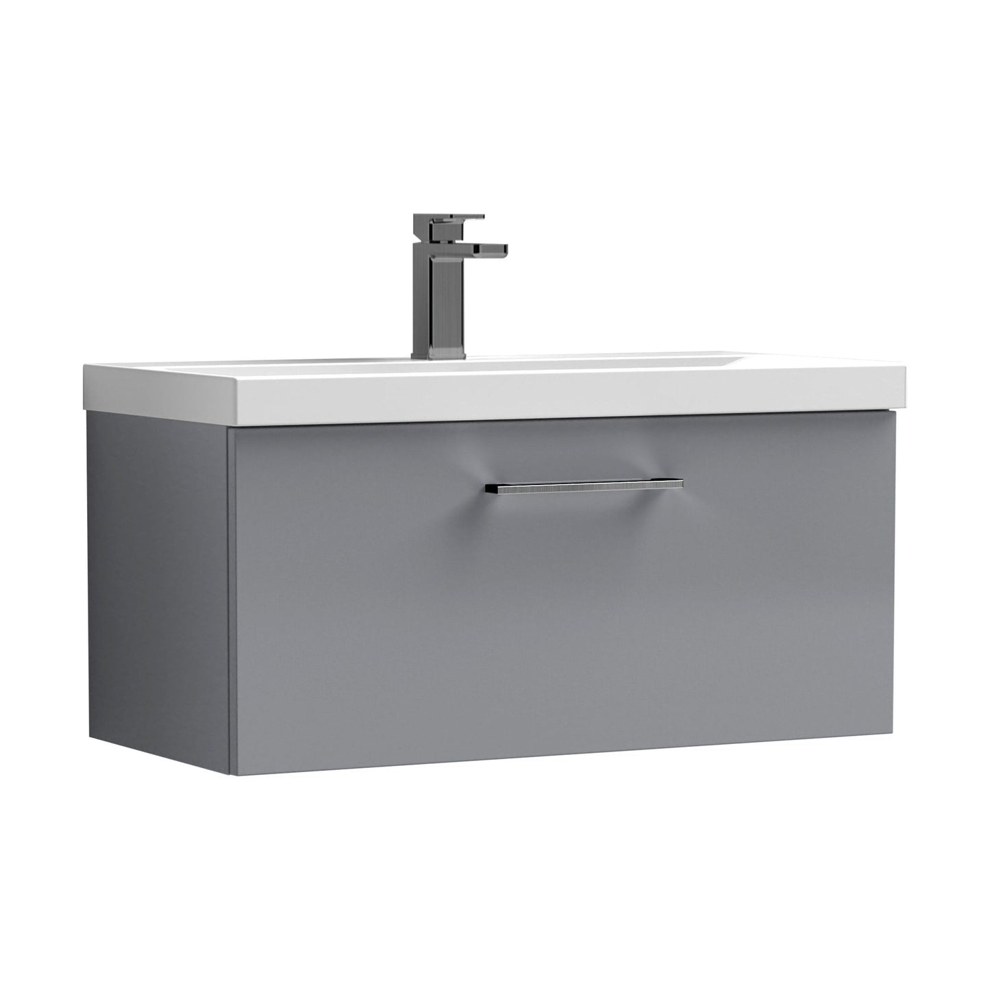 [BFLE2225AH716] Bramshall Wall Hung 1 Drawer Vanity Unit with Mid-Edge Ceramic Basin - Choice of Colour, Handle Finish and Size - Cutout