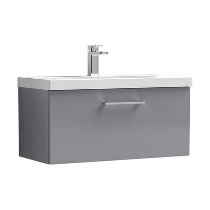 [BFLE2225A] Bramshall Wall Hung 1 Drawer Vanity Unit with Mid-Edge Ceramic Basin - Choice of Colour, Handle Finish and Size - Cutout