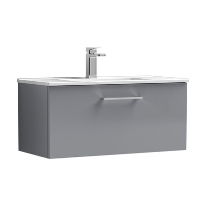 [BFLE2225B] Balterley  Modern Bathroom 1 Soft Close Drawer & Minimalist Wall Hung Vanity Unit Basin, Satin Grey, 435mm - Cutout