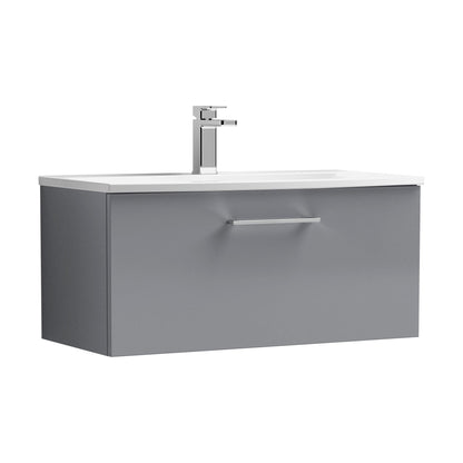 [BFLE2225G] Balterley  Modern Bathroom Wall Hung 1 Soft Close Drawer Vanity Unit & Curved Basin, Satin Grey, 800mm - Cutout