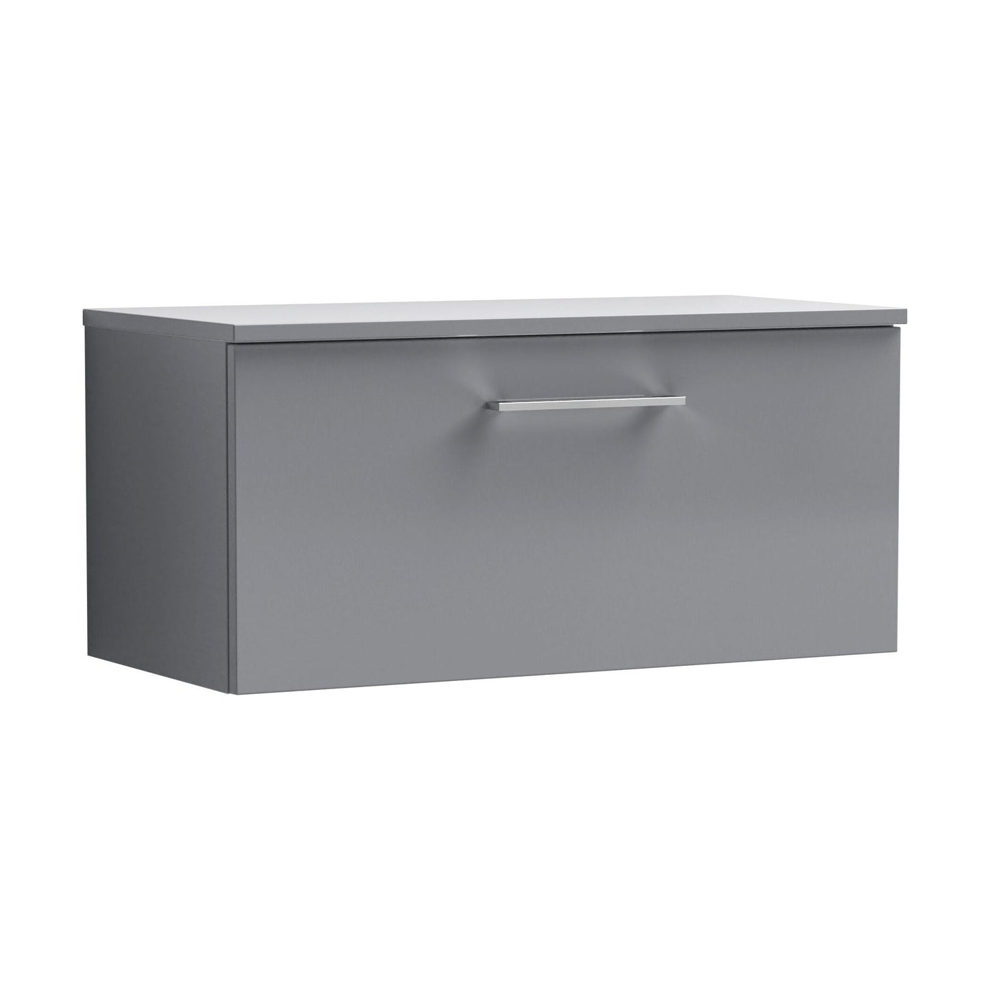 [BFLE2225W] Balterley Level 800mm Wall Hung 1 Drawer Vanity Unit with Worktop Stylish Mid-Size Bathroom Storage Solution - Satin Grey - Cutout