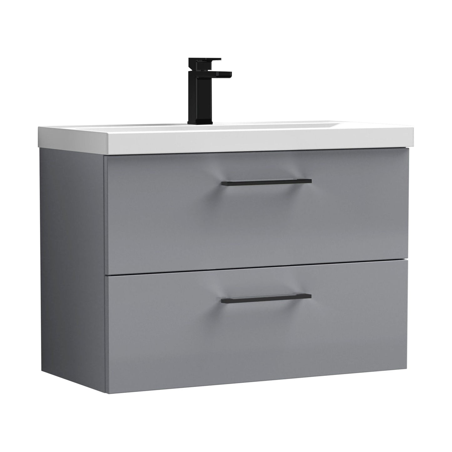 [BFLE2226AH018] Bramshall Wall Hung 2 Drawer Vanity Unit with Mid-Edge Ceramic Basin - Choice of Colour, Handle Finish and Size - Cutout