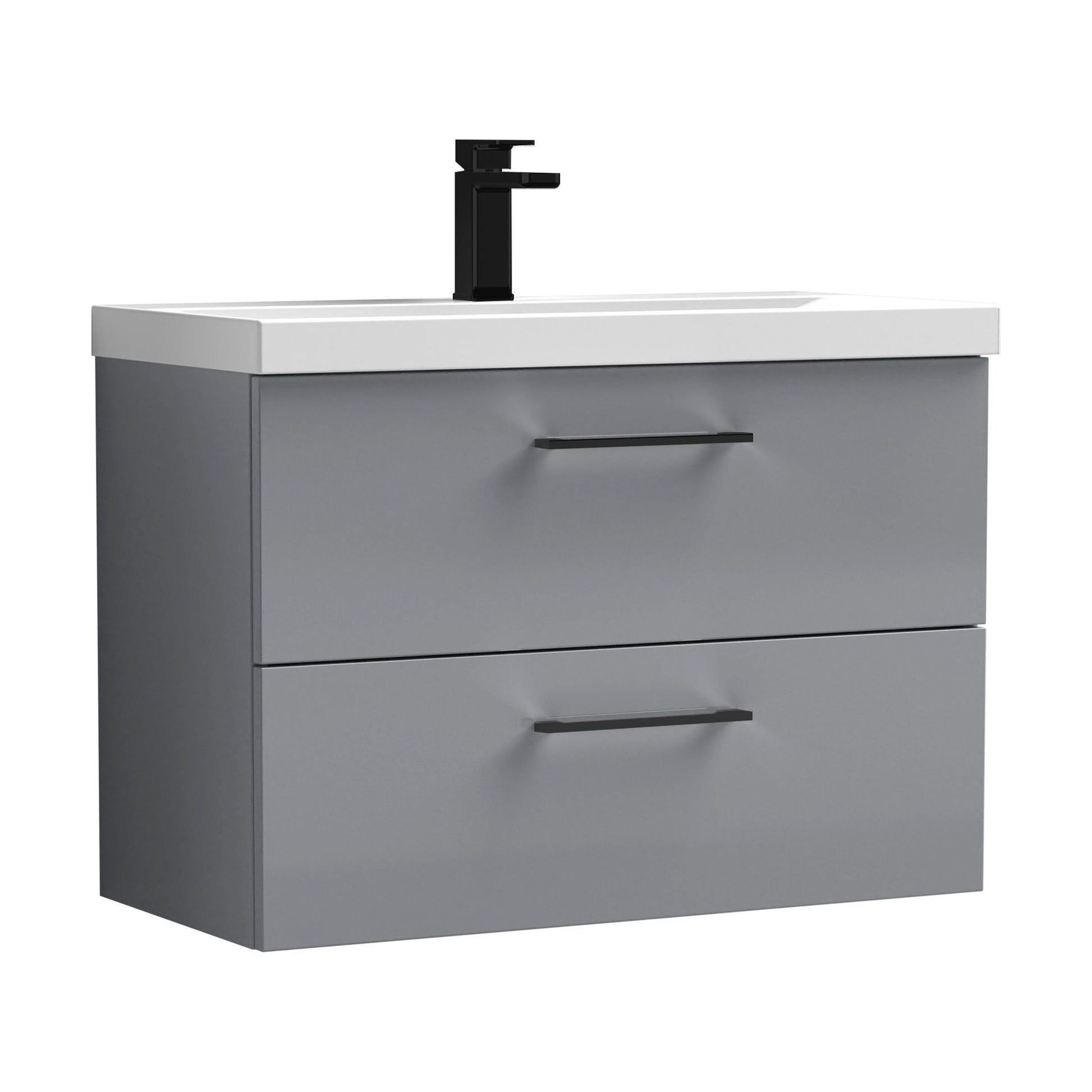 [BFLE2226AH018] Bramshall Wall Hung 2 Drawer Vanity Unit with Mid-Edge Ceramic Basin - Choice of Colour, Handle Finish and Size - Cutout