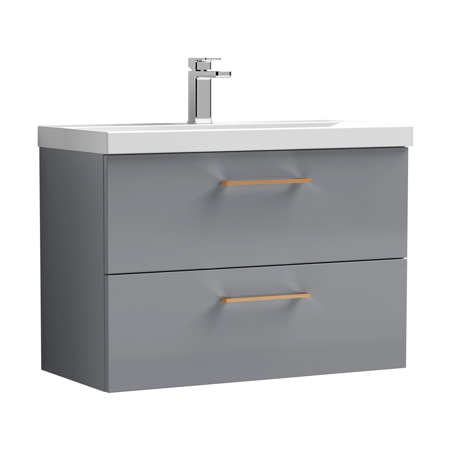 [BFLE2226AH019] Bramshall Wall Hung 2 Drawer Vanity Unit with Mid-Edge Ceramic Basin - Choice of Colour, Handle Finish and Size - Cutout