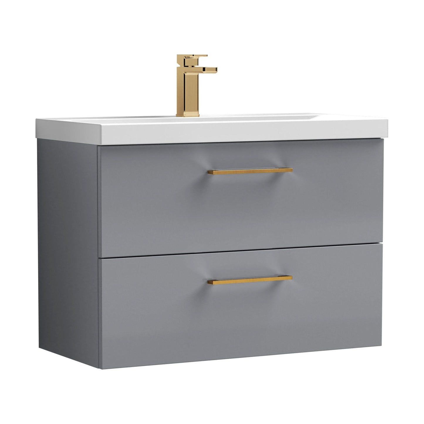 [BFLE2226AH1516] Bramshall Wall Hung 2 Drawer Vanity Unit with Mid-Edge Ceramic Basin - Choice of Colour, Handle Finish and Size - Cutout