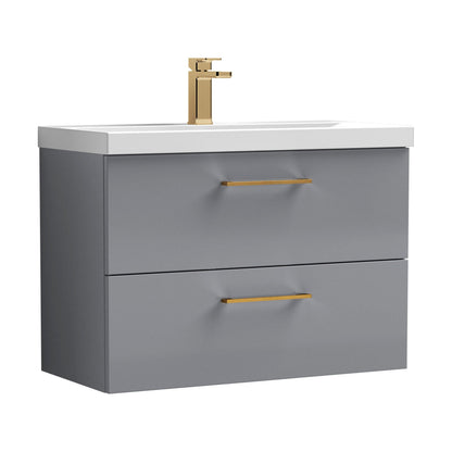 [BFLE2226AH1516] Bramshall Wall Hung 2 Drawer Vanity Unit with Mid-Edge Ceramic Basin - Choice of Colour, Handle Finish and Size - Cutout