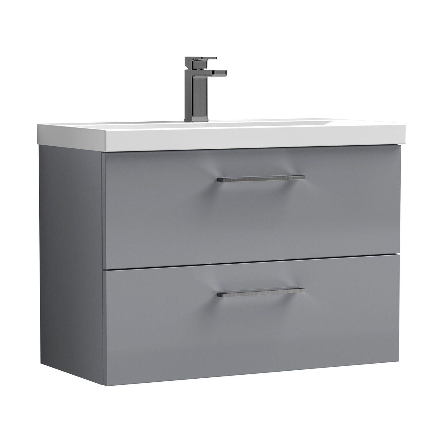 [BFLE2226AH716] Bramshall Wall Hung 2 Drawer Vanity Unit with Mid-Edge Ceramic Basin - Choice of Colour, Handle Finish and Size - Cutout