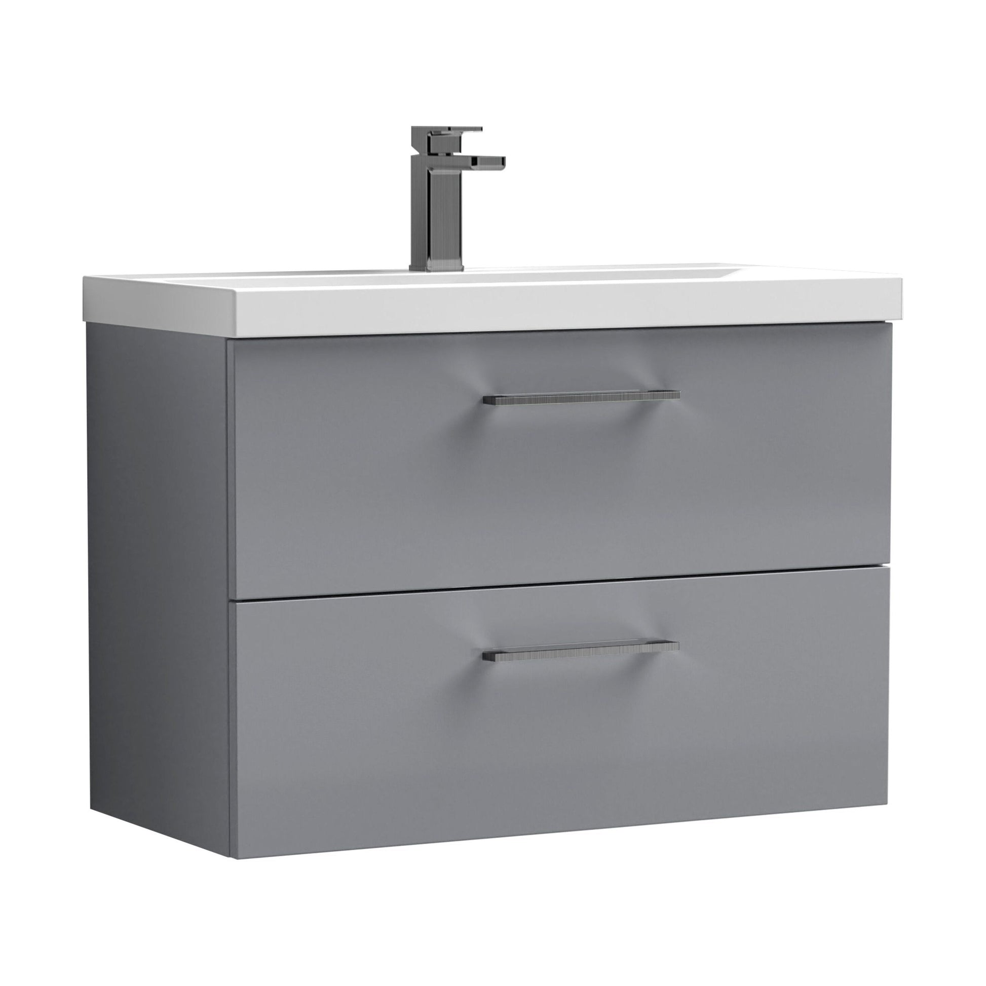 [BFLE2226AH716] Bramshall Wall Hung 2 Drawer Vanity Unit with Mid-Edge Ceramic Basin - Choice of Colour, Handle Finish and Size - Cutout