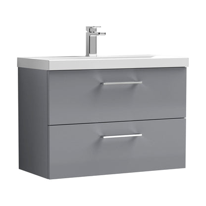 [BFLE2226A] Bramshall Wall Hung 2 Drawer Vanity Unit with Mid-Edge Ceramic Basin - Choice of Colour, Handle Finish and Size - Cutout