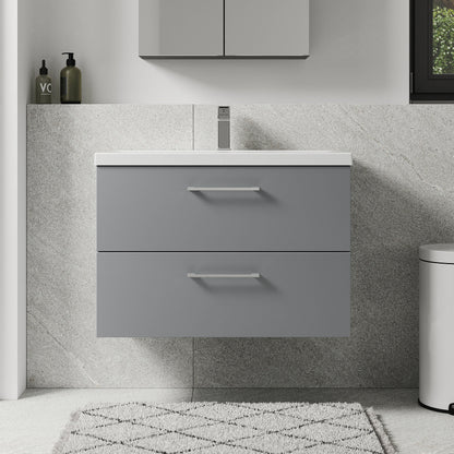 [BFLE2226A] Bramshall Wall Hung 2 Drawer Vanity Unit with Mid-Edge Ceramic Basin - Choice of Colour, Handle Finish and Size - Lifestyle 1