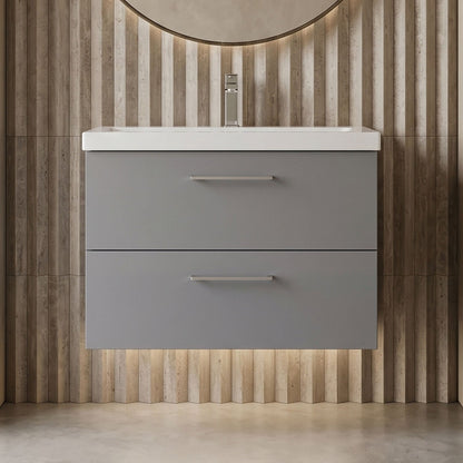 [BFLE2226A] Bramshall Wall Hung 2 Drawer Vanity Unit with Mid-Edge Ceramic Basin - Choice of Colour, Handle Finish and Size - Silo
