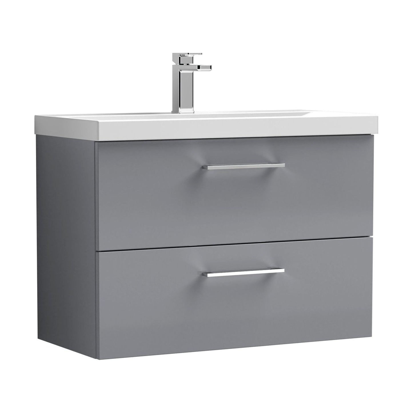[BFLE2226D] Balterley  Contemporary Bathroom 2 Soft Close Drawer & Thin-Edge Wall Hung Vanity Unit Basin, Satin Grey, 800mm - Cutout