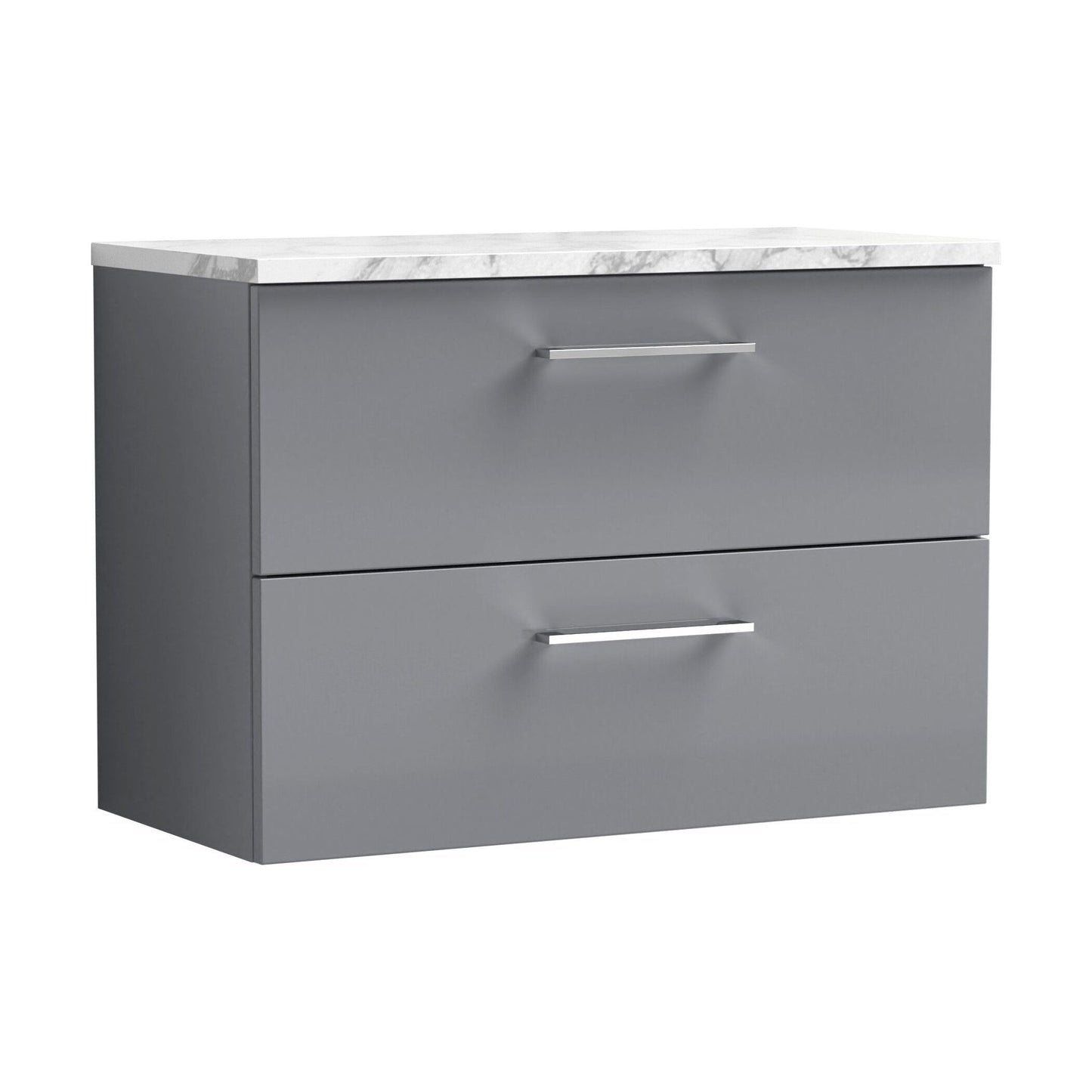 [BFLE2226LCM] Balterley Level 800mm Wall Hung 2 Drawer Vanity Unit with Laminate Worktop for Stylish Compact Bathroom Storage Satin Grey - Cutout