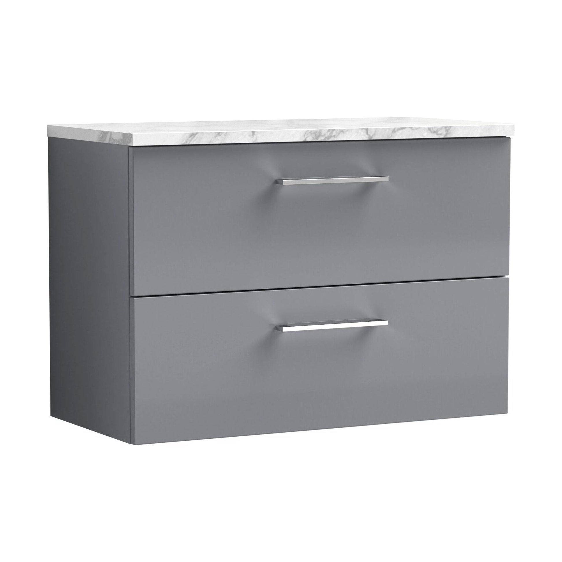 [BFLE2226LCM] Balterley Level 800mm Wall Hung 2 Drawer Vanity Unit with Laminate Worktop for Stylish Compact Bathroom Storage Satin Grey - Cutout