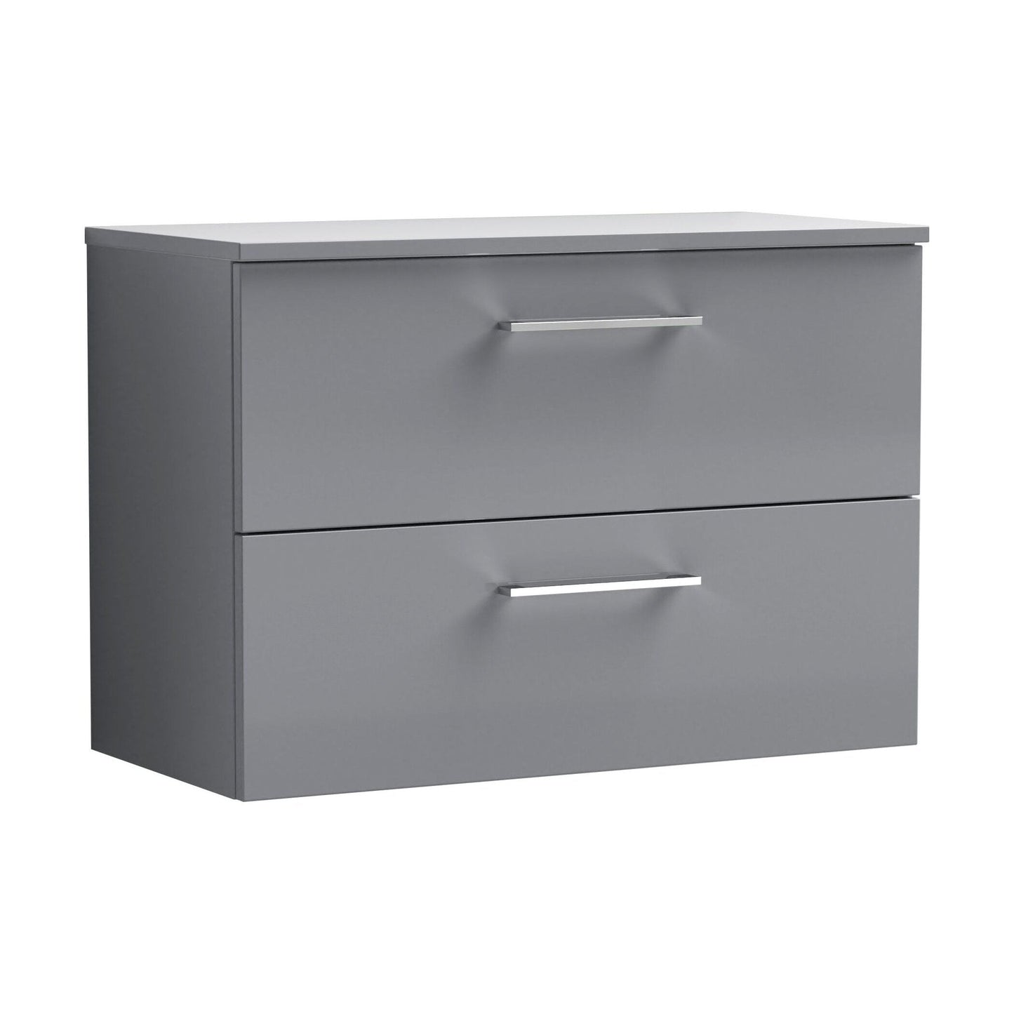 [BFLE2226W] Balterley Level Modern Bathroom 800mm Wall Hung 2 Soft Close Drawer Vanity Unit with Worktop, 557 x 805 x 390mm, Satin Grey - Cutout