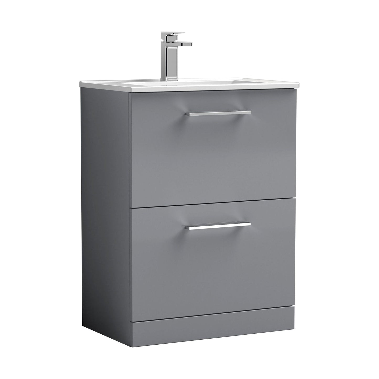 [BFLE2233B] Balterley  Modern Bathroom 2 Soft Close Drawer & Minimalist Floor Standing Vanity Unit Basin, Satin Grey, 440mm - Cutout