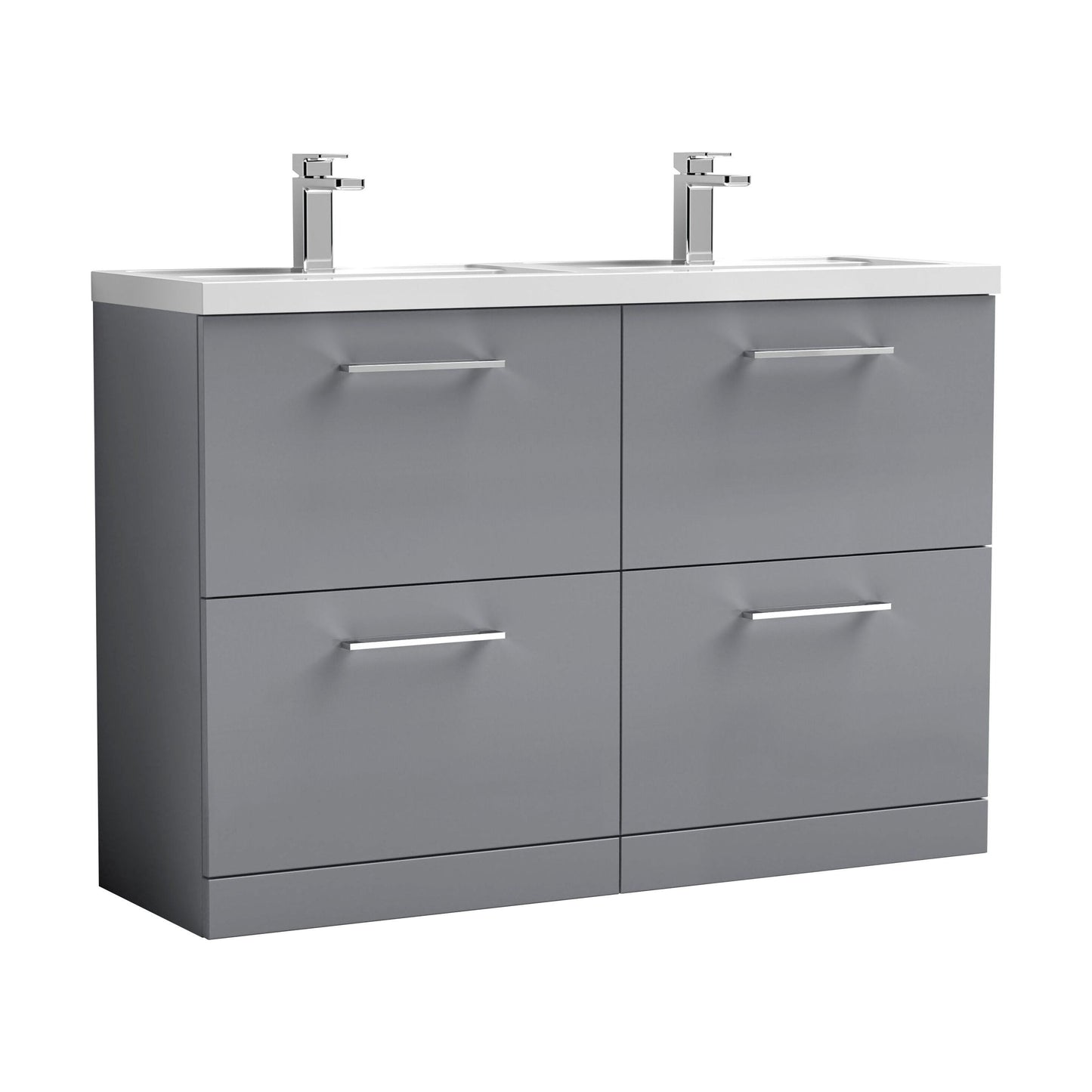 [BFLE2233C2] Balterley Level 1200mm Floor Standing 4 Drawer Vanity Unit with Double Basin, Handles & Overflow for Bathroom Storage Gloss White - Cutout