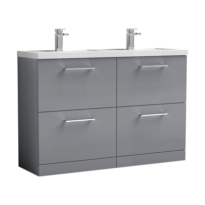 [BFLE2233C2] Balterley Level 1200mm Floor Standing 4 Drawer Vanity Unit with Double Basin, Handles & Overflow for Bathroom Storage Gloss White - Cutout