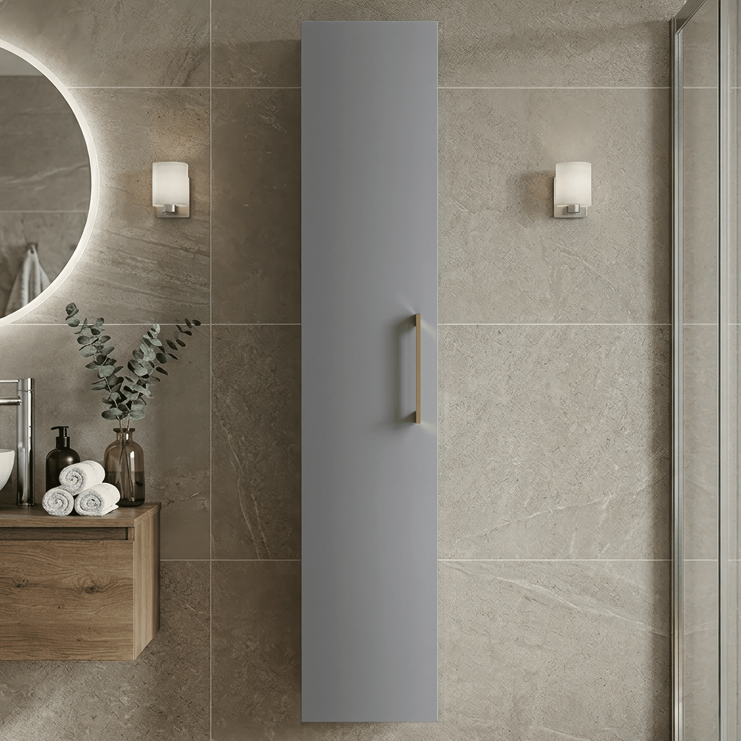 [BFLE2261H017] Bramshall 300mm Wall Hung 1 Door Tall Unit - Choice of Colour and Handle Finish - Silo