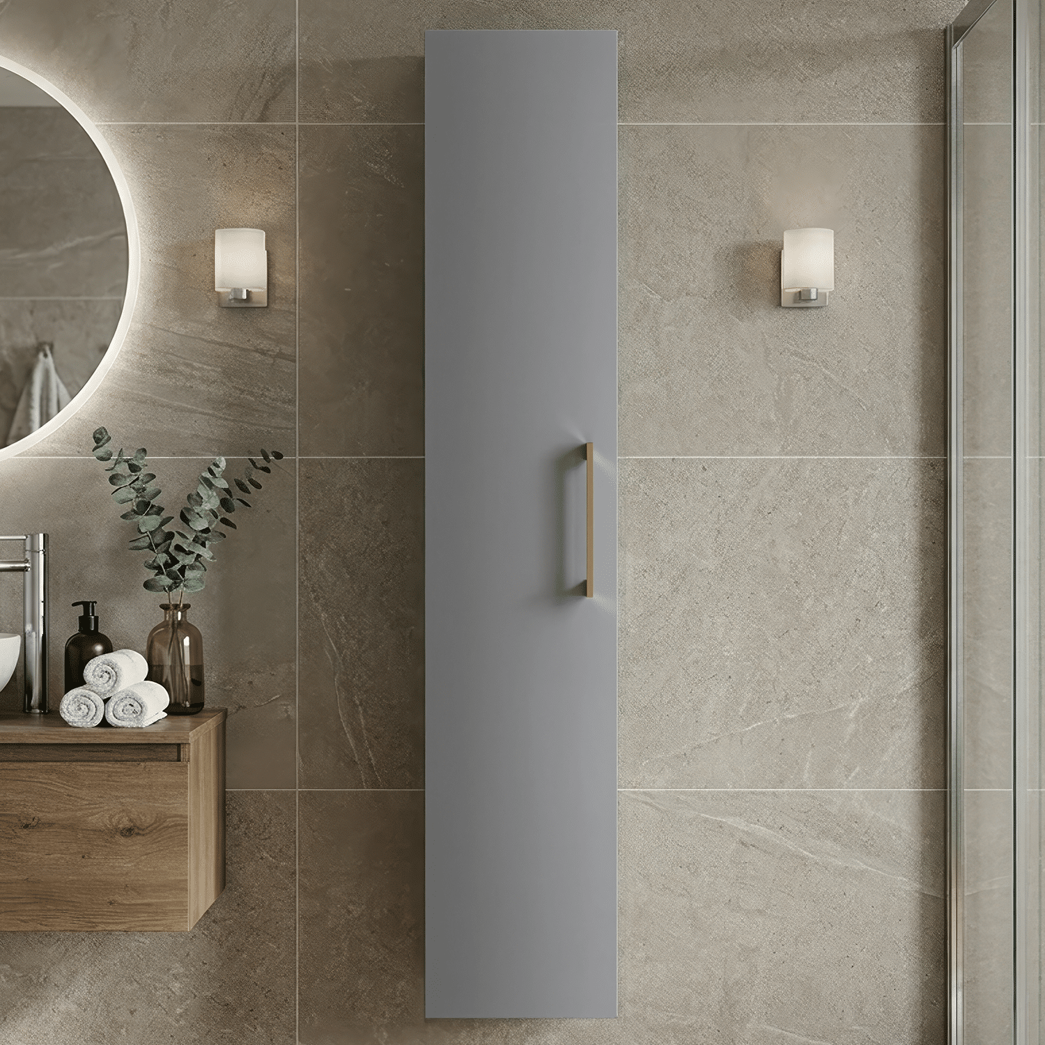 [BFLE2261H017] Bramshall 300mm Wall Hung 1 Door Tall Unit - Choice of Colour and Handle Finish - Silo
