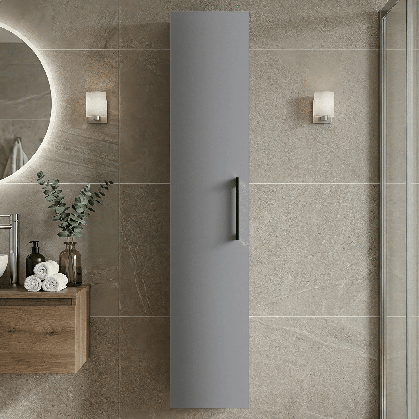 [BFLE2261H018] Bramshall 300mm Wall Hung 1 Door Tall Unit - Choice of Colour and Handle Finish - Silo