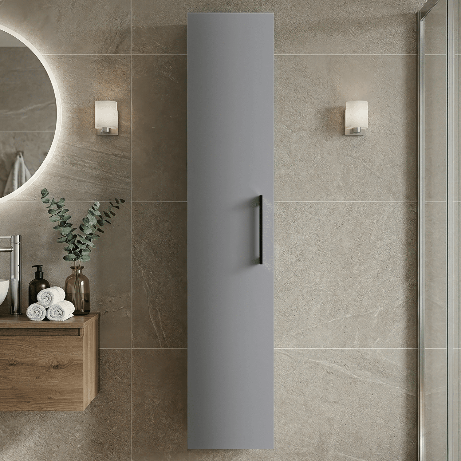 [BFLE2261H018] Bramshall 300mm Wall Hung 1 Door Tall Unit - Choice of Colour and Handle Finish - Silo
